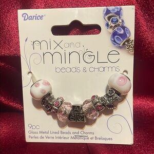 Darice Pink and Silver Baby Charm Set